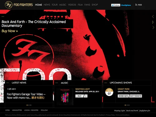 「The Official Foo Fighters Site」のキャプチャ画像