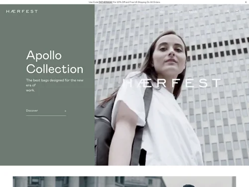 「Haerfest &ndash; Haerfest — Bags for Visionaries in Motion」のキャプチャ画像