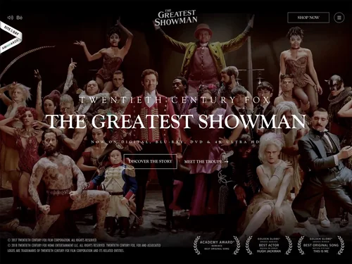 「The Greatest Showman (2017) - Movie Website」のキャプチャ画像
