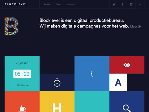 「Blocklevel | Digitaal Productiebureau. Wij maken digitale campagnes voor het web.」のキャプチャ画像