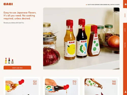 「Cabi | Japanese flavors delivered straight to your home – cabifoods」のキャプチャ画像