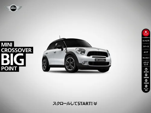 「MINI Japan - MINI CROSSOVER. BIG POINTスペシャルコンテンツ」のキャプチャ画像