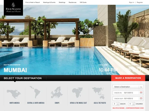 「Four Seasons Hotels and Resorts | Luxury Hotels | Four Seasons」のキャプチャ画像