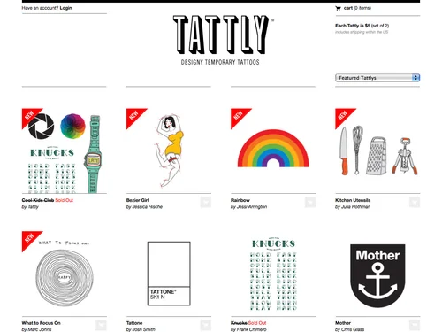 「Tattly™ Designy Temporary Tattoos &mdash; Welcome」のキャプチャ画像