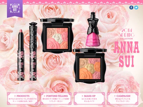 「ANNA SUI Spring Collection Special Site Blushing Love」のキャプチャ画像