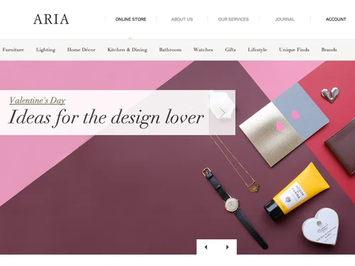 「Contemporary Furniture, Design, Lighting &amp; Home Accessories - Call 020 7704 6222  - Aria」のキャプチャ画像