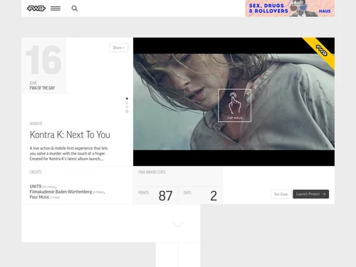 「Awards - The FWA」のキャプチャ画像