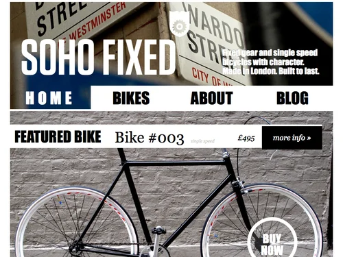 「Soho Fixed // Fixed gear and single speed bicycles with character. Made in London.」のキャプチャ画像