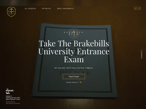 「Take the Brakebills University Entrance Exam」のキャプチャ画像