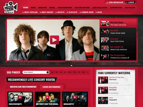 「Moshcam  |  Your Live Music Video Channel」のキャプチャ画像