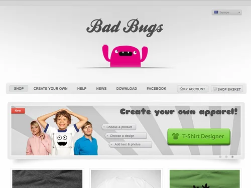 「Kids &amp; baby clothing funny t-shirts, hoodies and a lot of girls clothes | Badbugs's」のキャプチャ画像