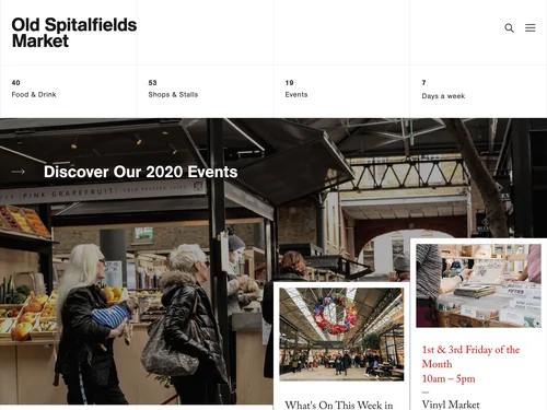 「Old Spitalfields Market, London | Food & Drink, Antiques and Vinyl」のキャプチャ画像