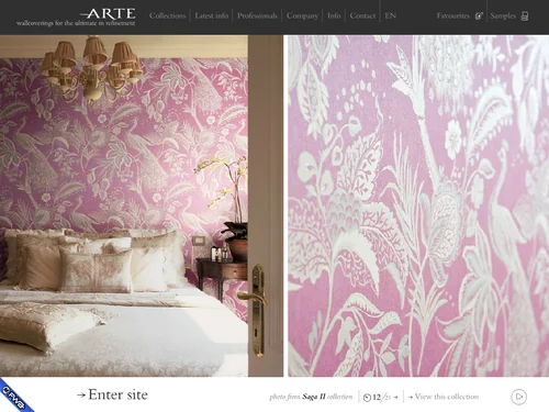 「Arte, distributor of high quality and original wallpaper in Belgium and worldwide」のキャプチャ画像