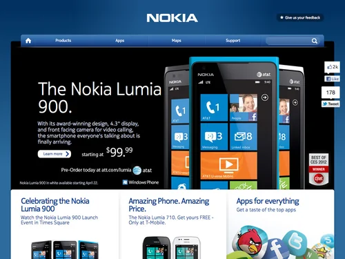 「Cell Phones, Smartphones and Mobile Phone Accessories - Nokia - USA」のキャプチャ画像