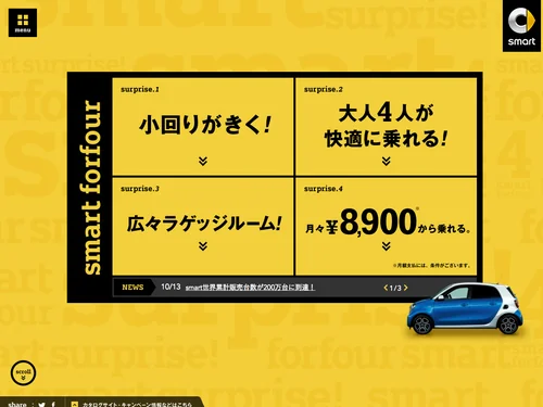 「smart surprise サプライズいろいろ smart forfour！ | The new smart」のキャプチャ画像