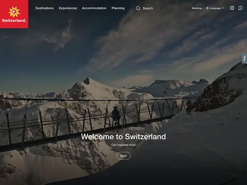 「Vacation, Holiday, Travel, Meetings | Switzerland Tourism」のキャプチャ画像