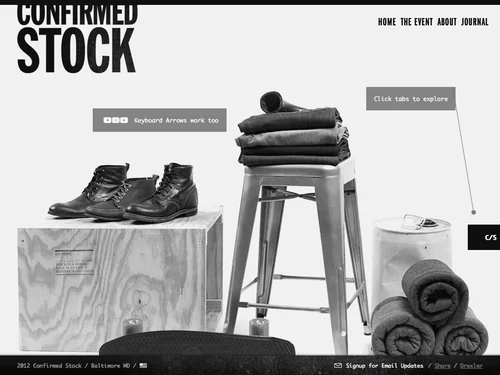 「Confirmed Stock | Menswear, Vintage, and Dry Goods | Baltimore, MD」のキャプチャ画像