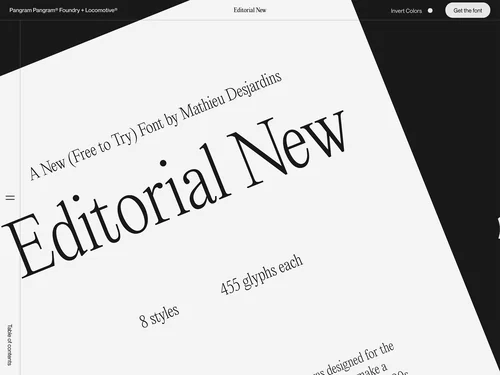 「Editorial New | Pangram Pangram® Foundry + Locomotive®」のキャプチャ画像