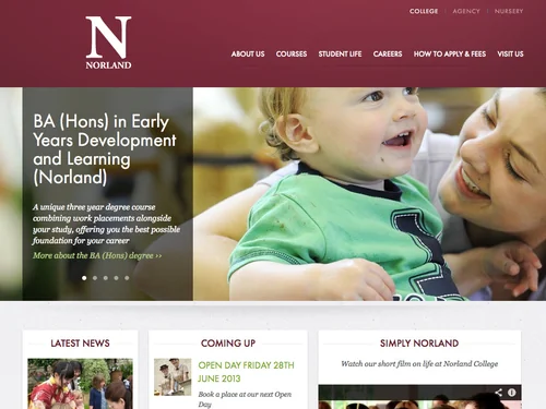 「Welcome to Norland College - Early Years Training | Norland College」のキャプチャ画像