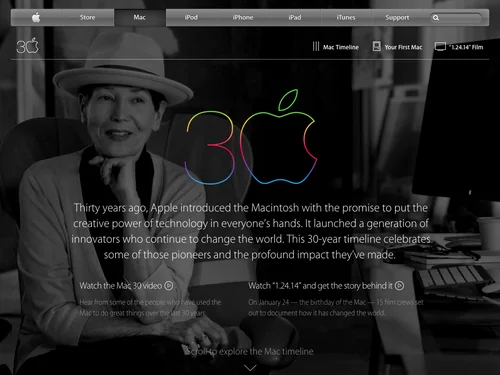 「Apple - Thirty Years of Mac」のキャプチャ画像