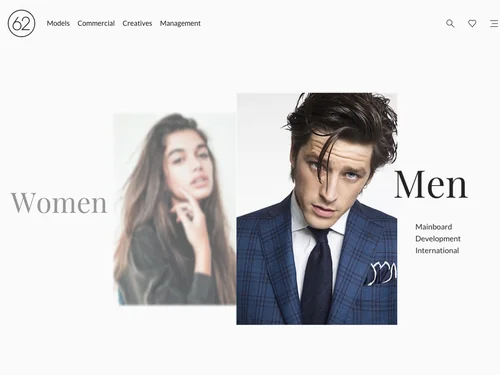 「62 Models | Model &amp; Talent Management」のキャプチャ画像