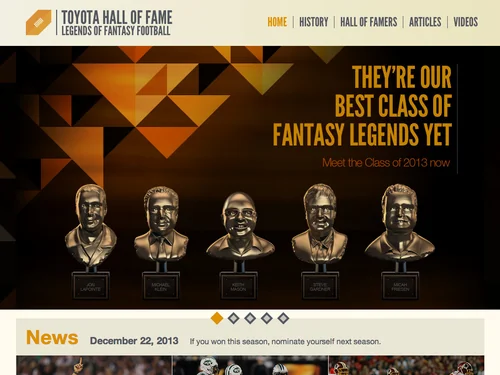 「Toyota Hall of Fame: Legends of Fantasy Football」のキャプチャ画像