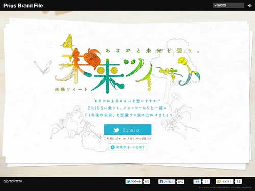 「TOYOTA | Prius Brand File | 未来ツイート」のキャプチャ画像