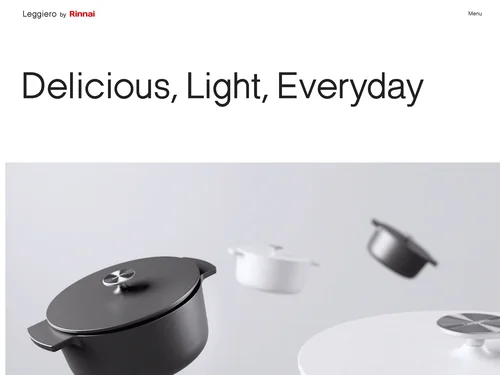 「リンナイの無水調理鍋 Leggiero by Rinnai ｜ 公式サイト」のキャプチャ画像