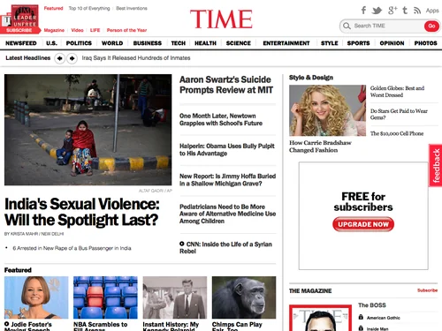 「Breaking News, Analysis, Politics, Blogs, News Photos, Video, Tech Reviews - TIME.com」のキャプチャ画像