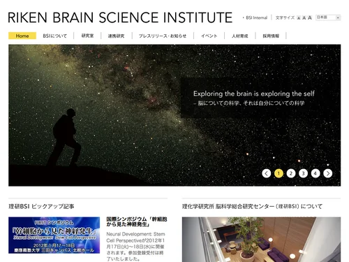 「理化学研究所 脳科学総合研究センター（理研BSI）」のキャプチャ画像