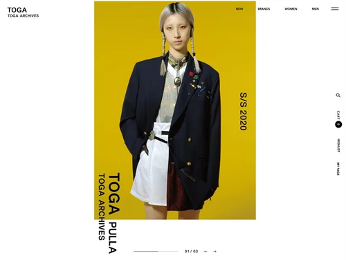 「"TOGA ARCHIVES | OFFICIAL ONLINE STORE ─ TOGA ONLINE STORE"」のキャプチャ画像