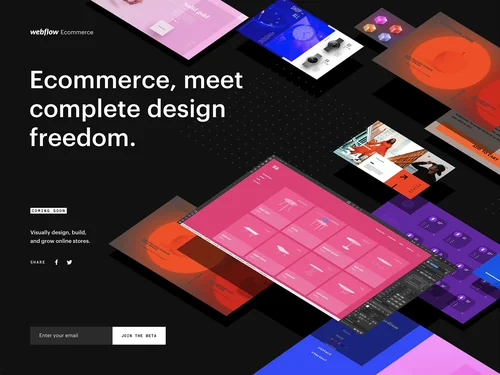 「Webflow Ecommerce: Visually design, build, and grow online stores」のキャプチャ画像