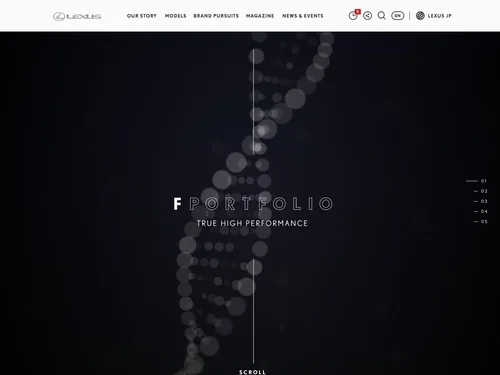 「F Portfolio | Models | Lexus International」のキャプチャ画像