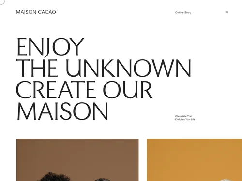 「MAISON CACAO公式ブランドサイト」のキャプチャ画像