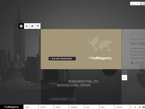 「The Bullitt Agency - A full service exclusive booking agency for top international dj's &amp; producers」のキャプチャ画像