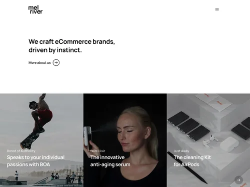 「Melriver – We craft eCommerce brands」のキャプチャ画像