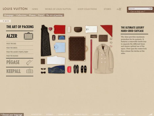 「Louis Vuitton - Collections - Women - Travel - Stories - The Art of packing」のキャプチャ画像