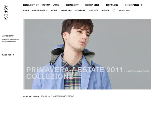 「ASPESI OFFICIAL SITE｜アスペジ オフィシャルサイト」のキャプチャ画像