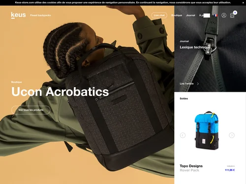 「Keus &mdash; Finest backpacks」のキャプチャ画像