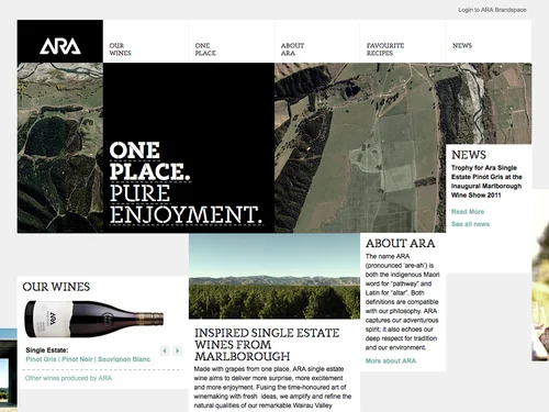 「ARA single-estate wines from Marlborough | ARA」のキャプチャ画像