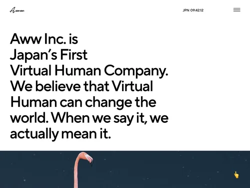 「Aww Inc. A Virtual Human Company」のキャプチャ画像
