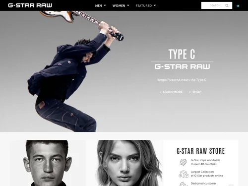 「G-Star RAW DENIM | The Official Online Store」のキャプチャ画像
