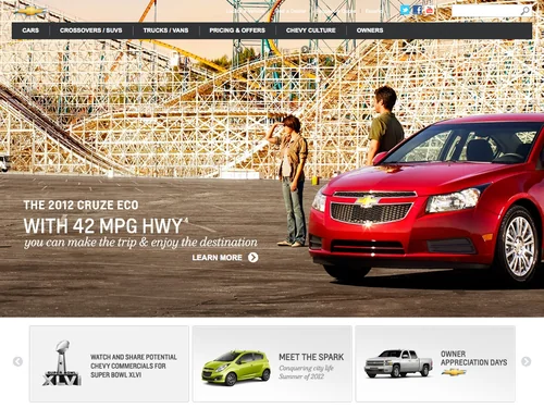「2011 Cars, SUVs, Trucks, Crossovers & Vans | Chevrolet」のキャプチャ画像