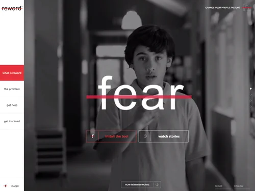 「Help end cyber bullying | Introducing the reword tool」のキャプチャ画像
