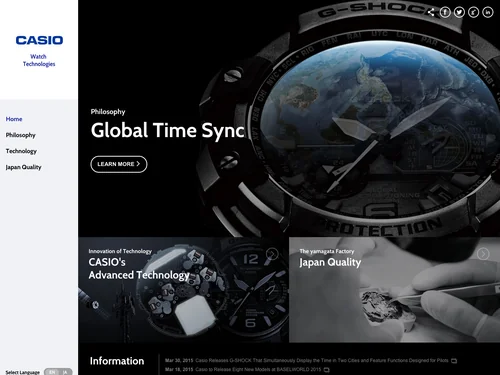 「Watch Technologies | CASIO」のキャプチャ画像