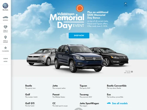 「VW.com | Official Home of Volkswagen Cars &amp; SUVs」のキャプチャ画像