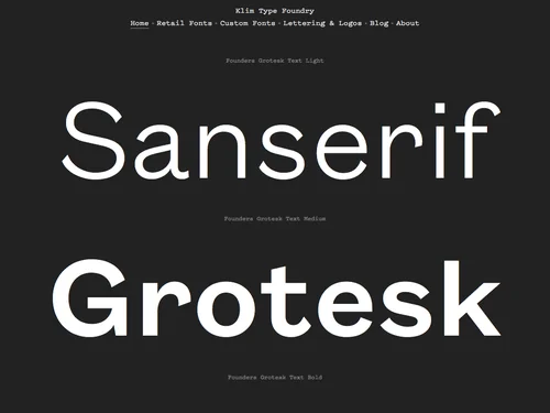 「Klim Type Foundry - Home」のキャプチャ画像