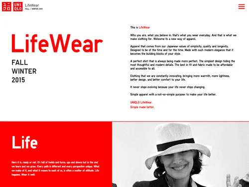「LifeWear FALL&amp;WINTER 2015 | UNIQLO」のキャプチャ画像