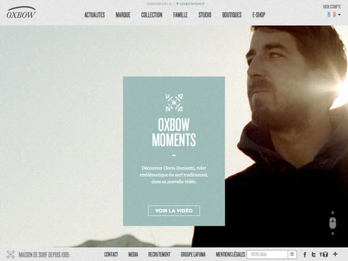「OXBOW Maison de Surf depuis 1985 – Collection surfwear mode Homme」のキャプチャ画像