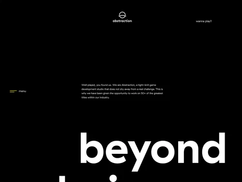 「abstraction ·  game development studios · beyond boundaries」のキャプチャ画像